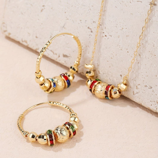 Tribal Jewelry Set – 14k Gold Plated Earrings & Necklace