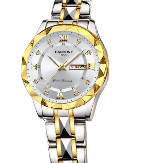 Banbony Women’s Round-Shaped Fashion Watch – Luminous Dual Calendar