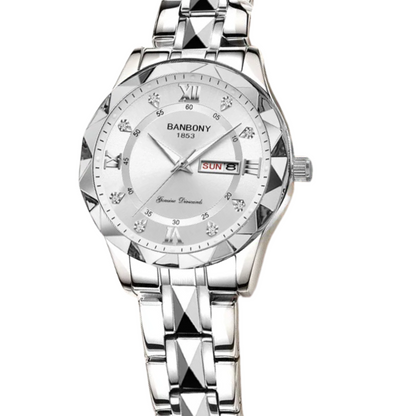 Banbony Women’s Round-Shaped Fashion Watch – Luminous Dual Calendar
