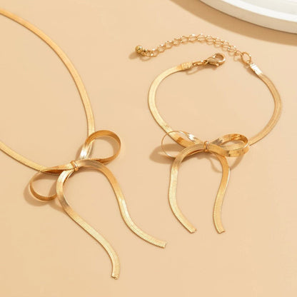 French Style Snake Chain Bow Jewelry Set